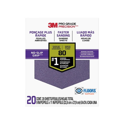 3M Pro Grade 9"x11" G No-slip Sandpaper (20 SHTS/PK)