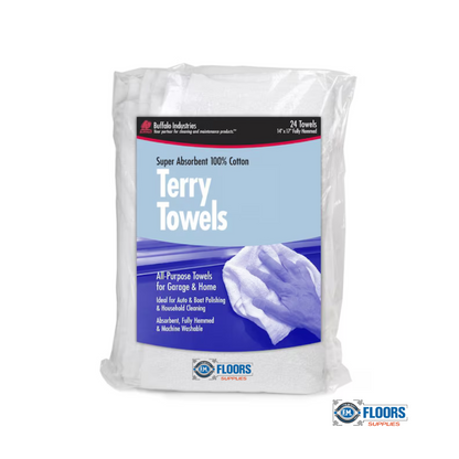 Buffalo Cotton Terry Towels 14 in. W X 17 in. L 24 pk