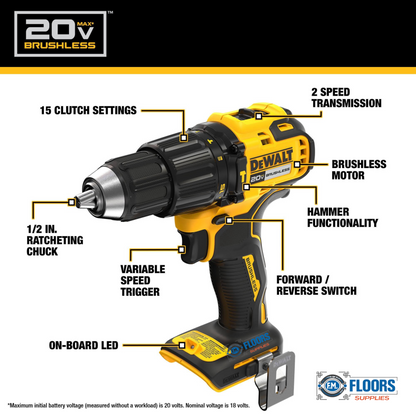 DEWALT DCK228E2 20V MAX 2 Brushless Drill Tool HD Combo Kit