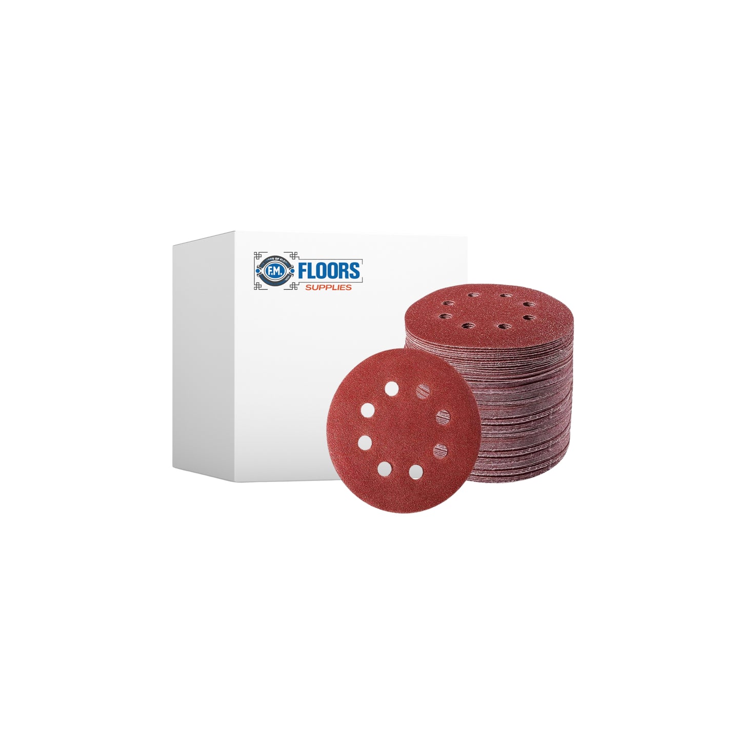 F.M. Floors Supplies Sanding Disc Set，5-Inch 8-Hole Hook and Loop Sanding Discs, for Random Orbital Sander