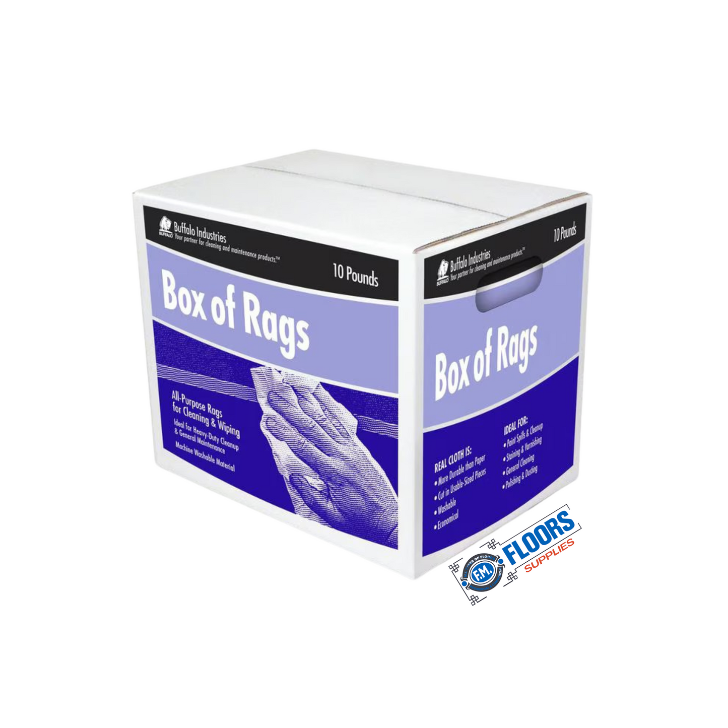 All-Purpose White Thermal Rags - 10 Lb Box from Buffalo Industry